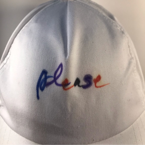 PLEASE Hat Cap Men’s Adjustable White Snapback - Picture 4 of 8